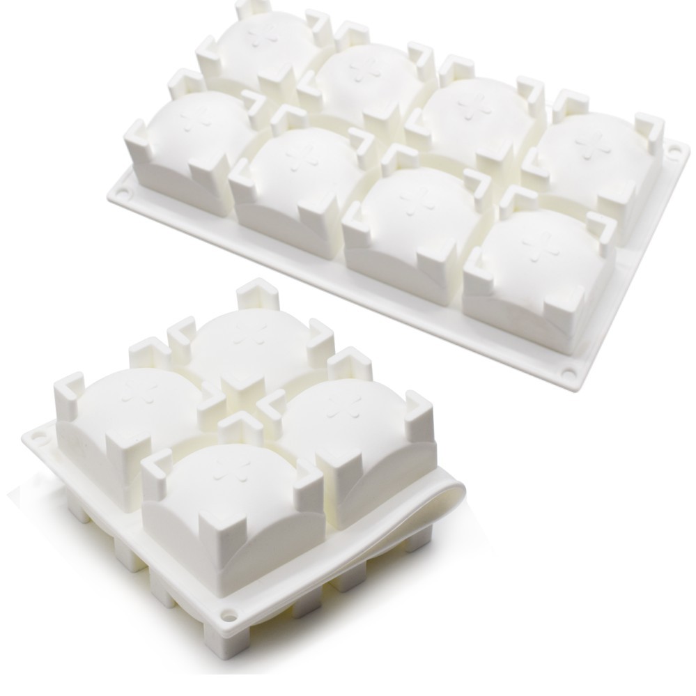 โมล(Mold) แม่พิมพ์ซิลิโคน ทำวุ้น ขนม สบู่ งานdiy ทรงสี่เหลี่ยมหน้านูน 8 ช่อง (100 G.)