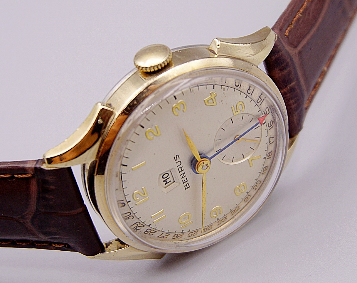 นาฬิกาเก่า BENRUS POINTER DATE ไขลาน