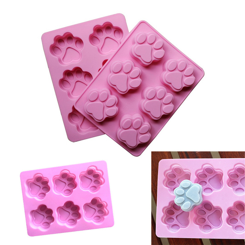 โมล(Mold) แม่พิมพ์ซิลิโคน ทำวุ้น ขนม สบู่ งานdiy รูปอุ้งเท้า เท้าหมี 6 ช่อง