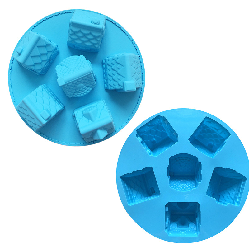 แม่พิมพ์ซิลิโคน พิมพ์สบู่ พิมพ์วุ้น พิมพ์ขนม รูปวิลล่า 6 ช่อง