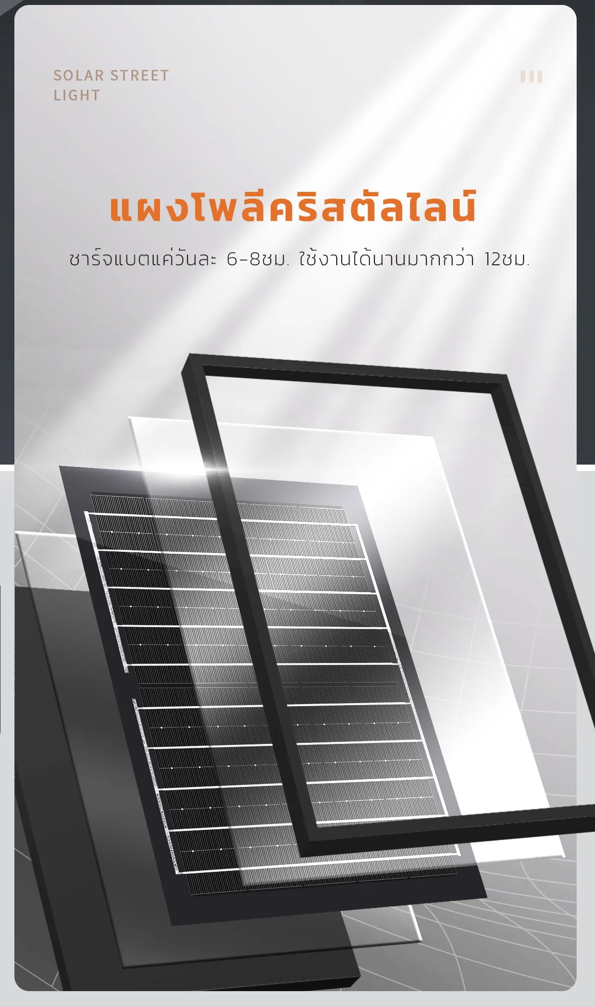 ไฟสปอตไลท์โซล่าเซลล์ 180 W รุ่น MD-PT01 (เเสง : ขาว)