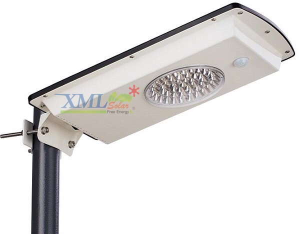 โคมไฟถนนโซล่าเซลล์ สีเทา 900 lumens +Motion sensor (แสง ขาว )