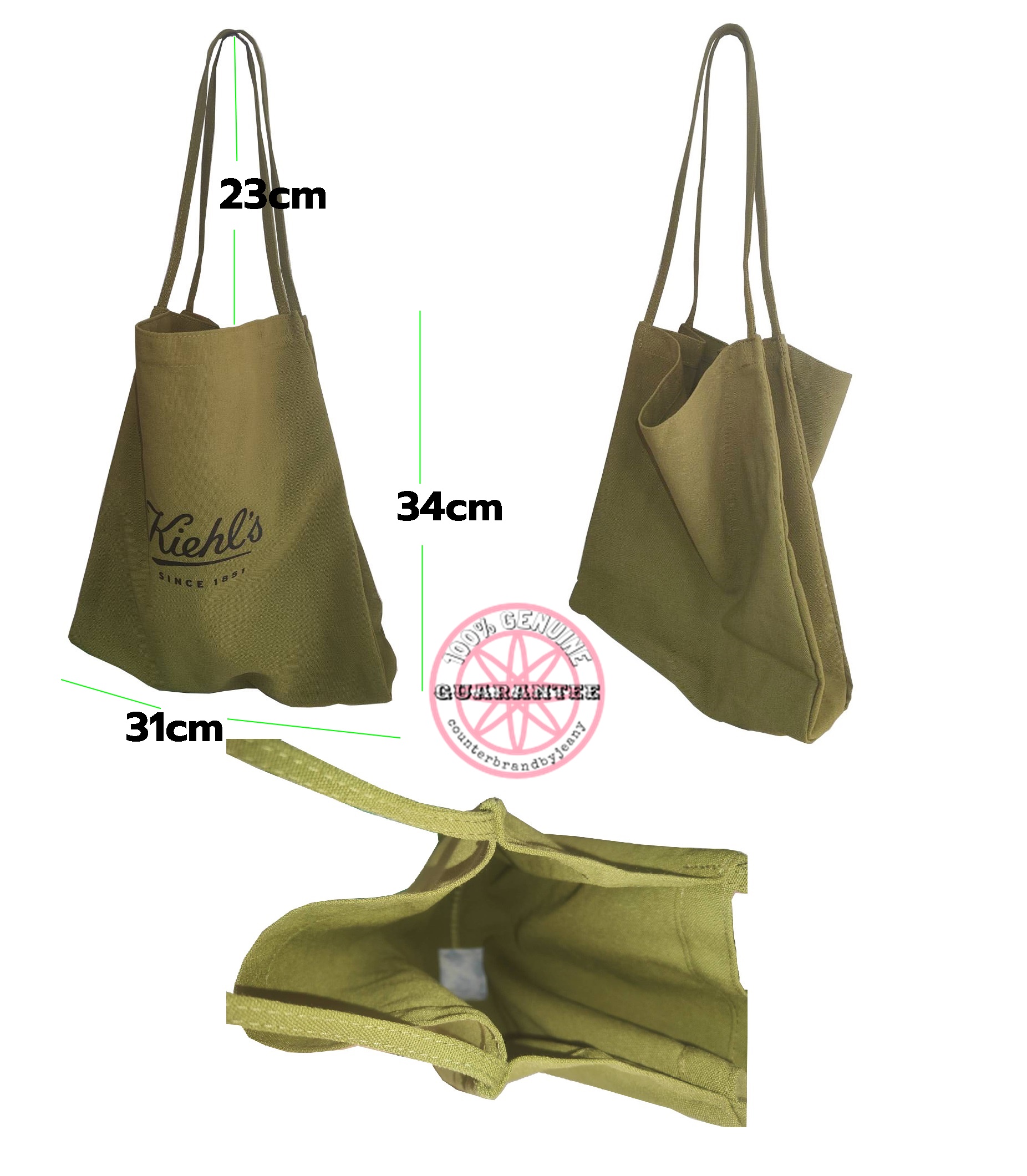กระเป๋าโท๊ท KIEHLS Olive Canvas Grocery Bag (พร้อมส่ง)