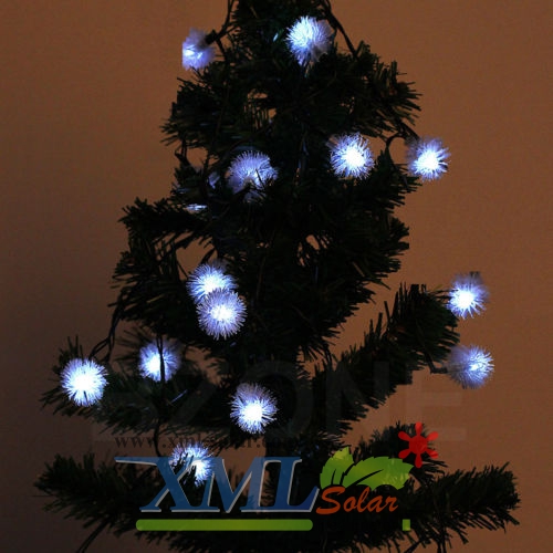 ไฟกระพริบโซล่าเซลล์ ทรงปุยหิมะ 30 ดวง (เเสง : ขาว)