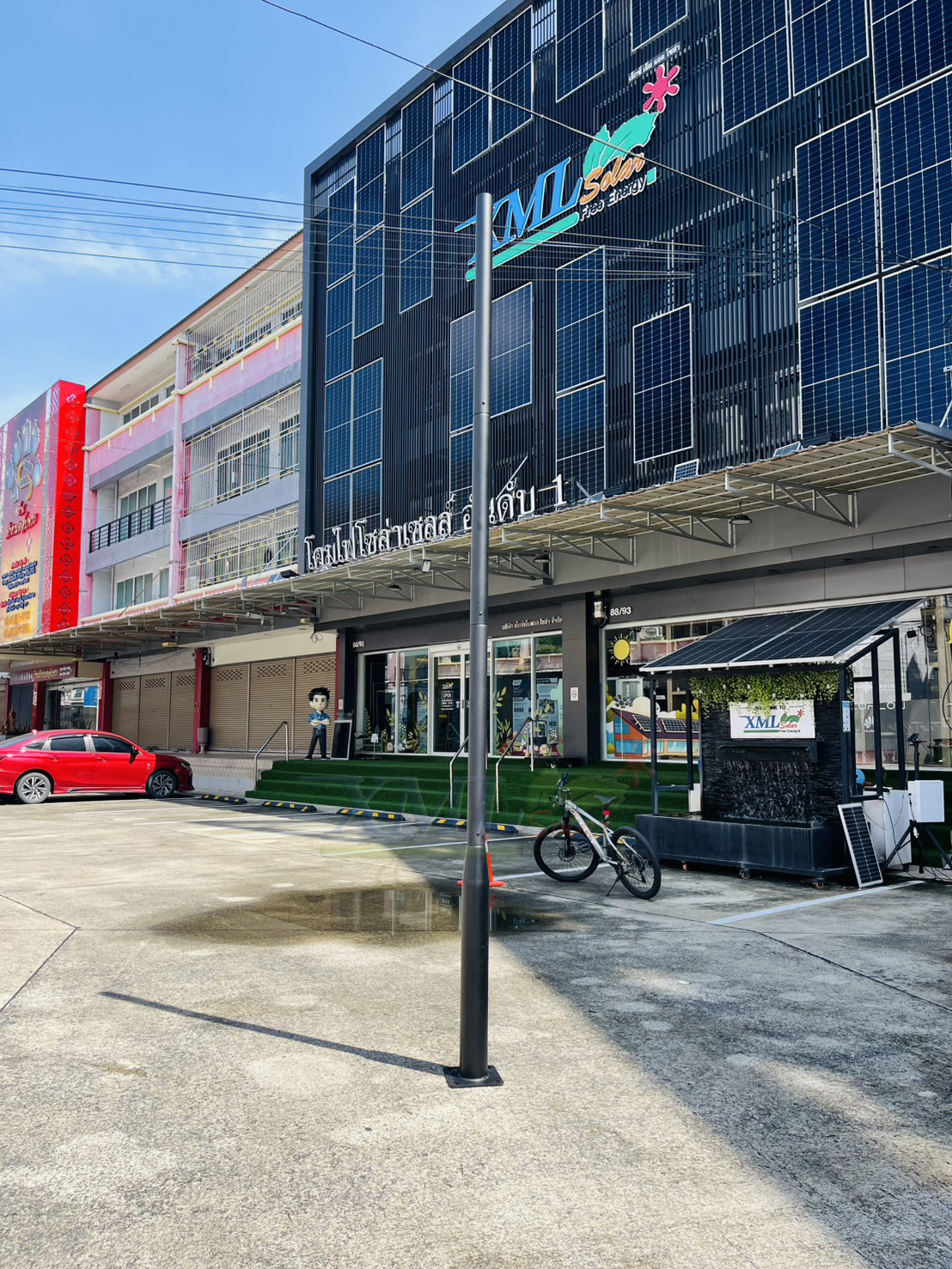 เสาไฟสนาม เหล็กพ่นสีดำ (ปลาย 3 นิ้ว)