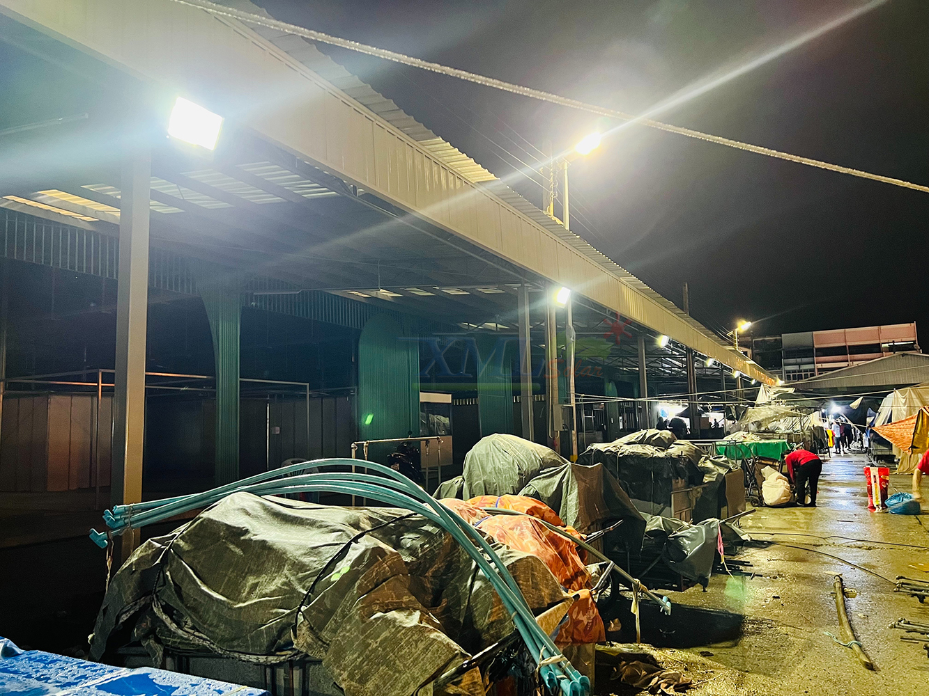 ไฟสปอตไลท์โซล่าเซลล์ 500 Watt กล่องสีน้ำตาล (เปิดได้ 3 แสง)