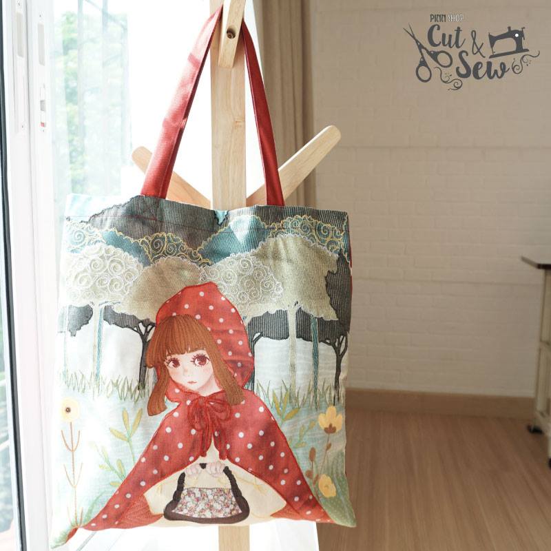 ผ้าพิมพ์ลาย เย็บกระเป๋า Tote