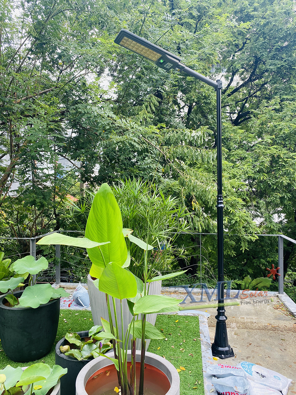 เสาไฟสนาม อะลูมิเนียม+เหล็กชุบดำ สูง 2.8 เมตร