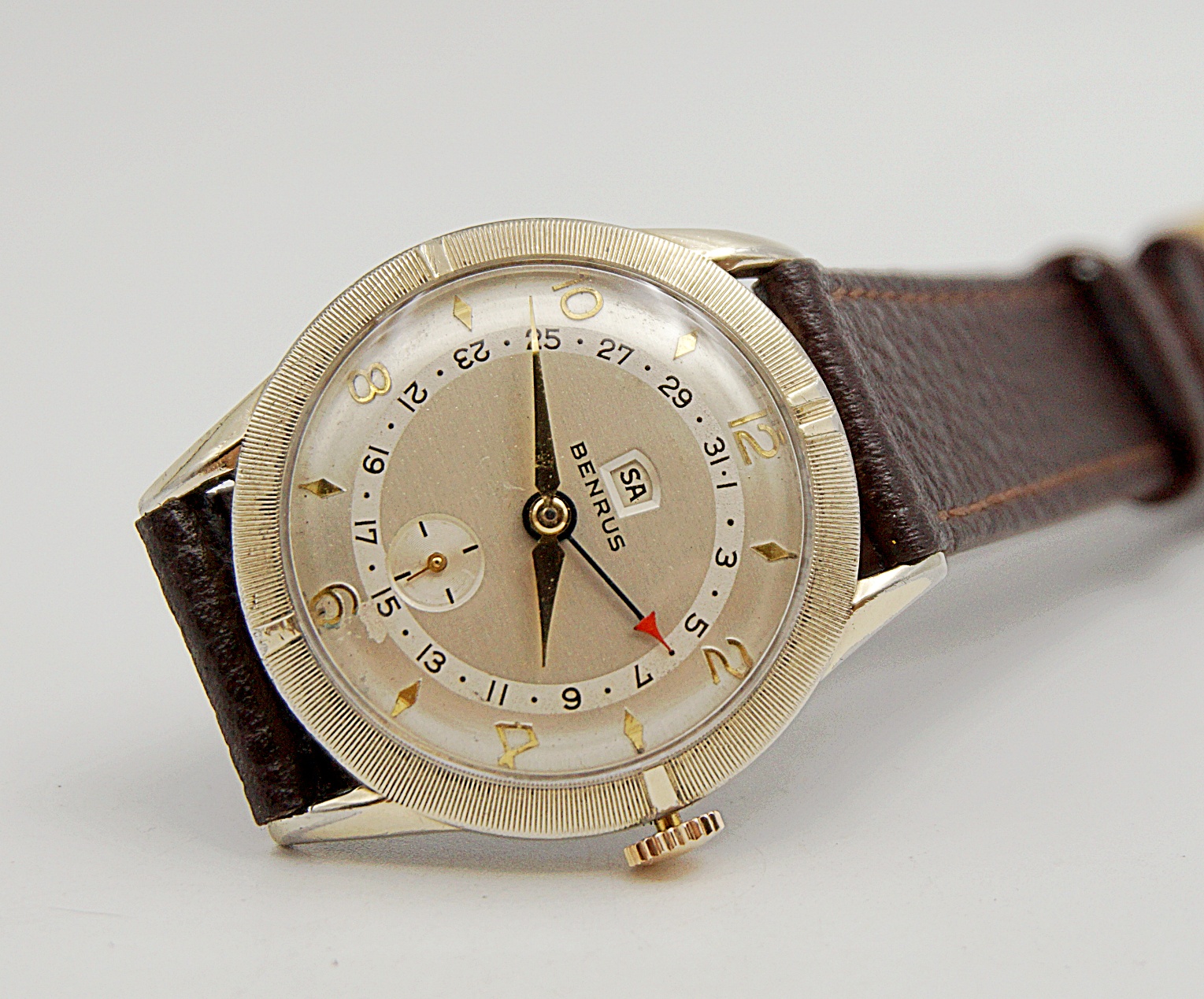 นาฬิกาเก่า BENRUS POINTER DATE ไขลาน