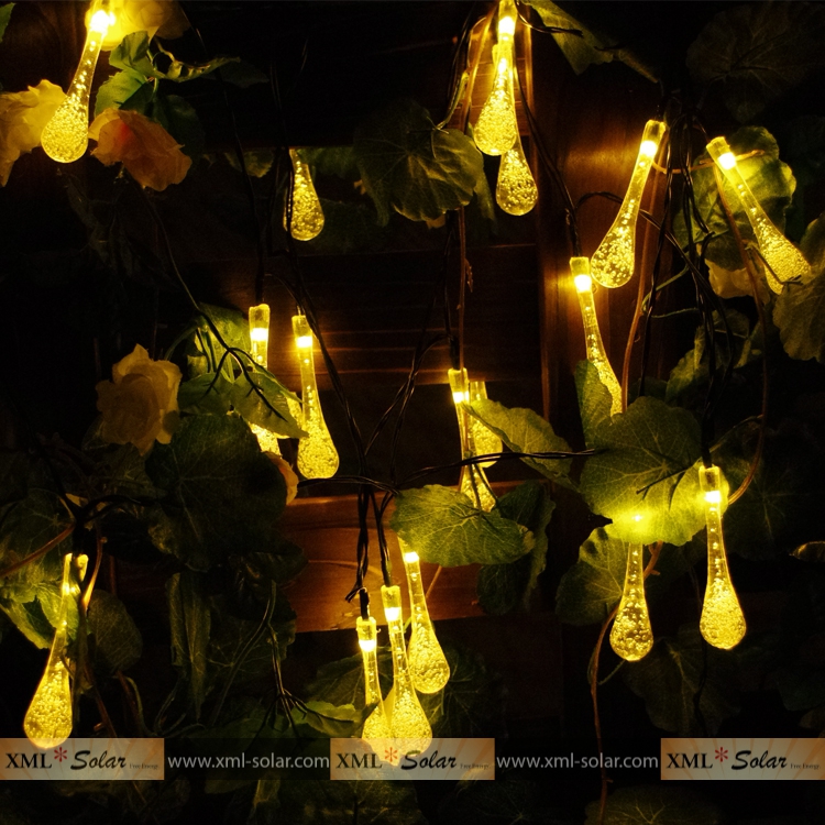 ไฟกระพริบโซล่าเซลล์ รูป หยดน้ำ 30 ชิ้น (เเสง : เหลืองวอมไวท์)