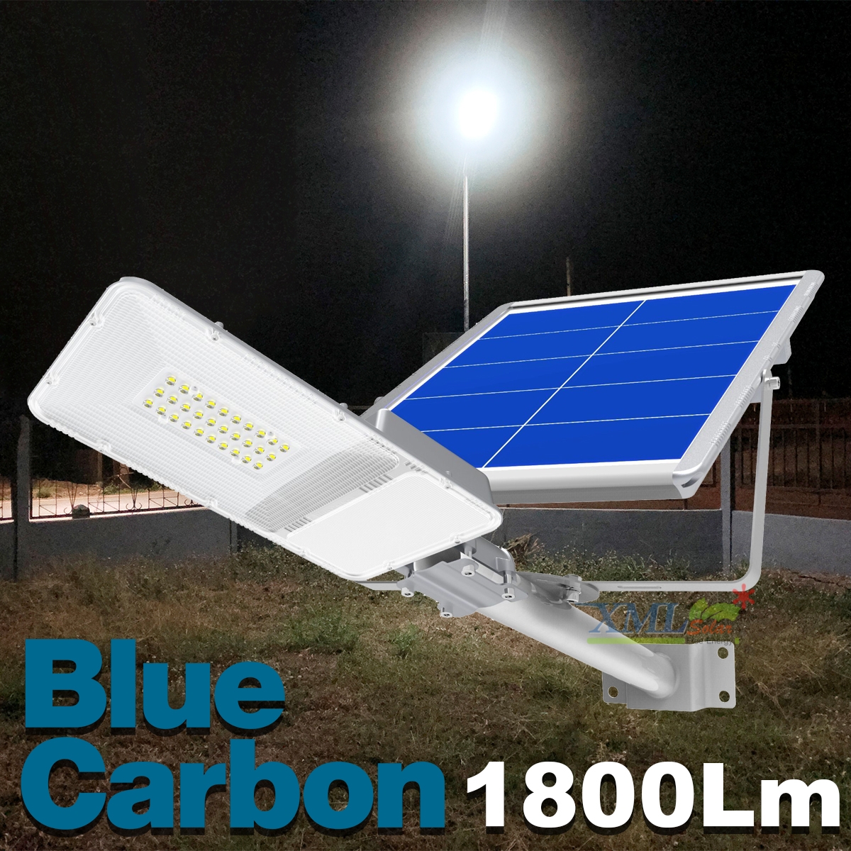 โคมไฟถนนโซล่าเซลล์ Blue Carbon 1800 Lm (แสง : ขาว)