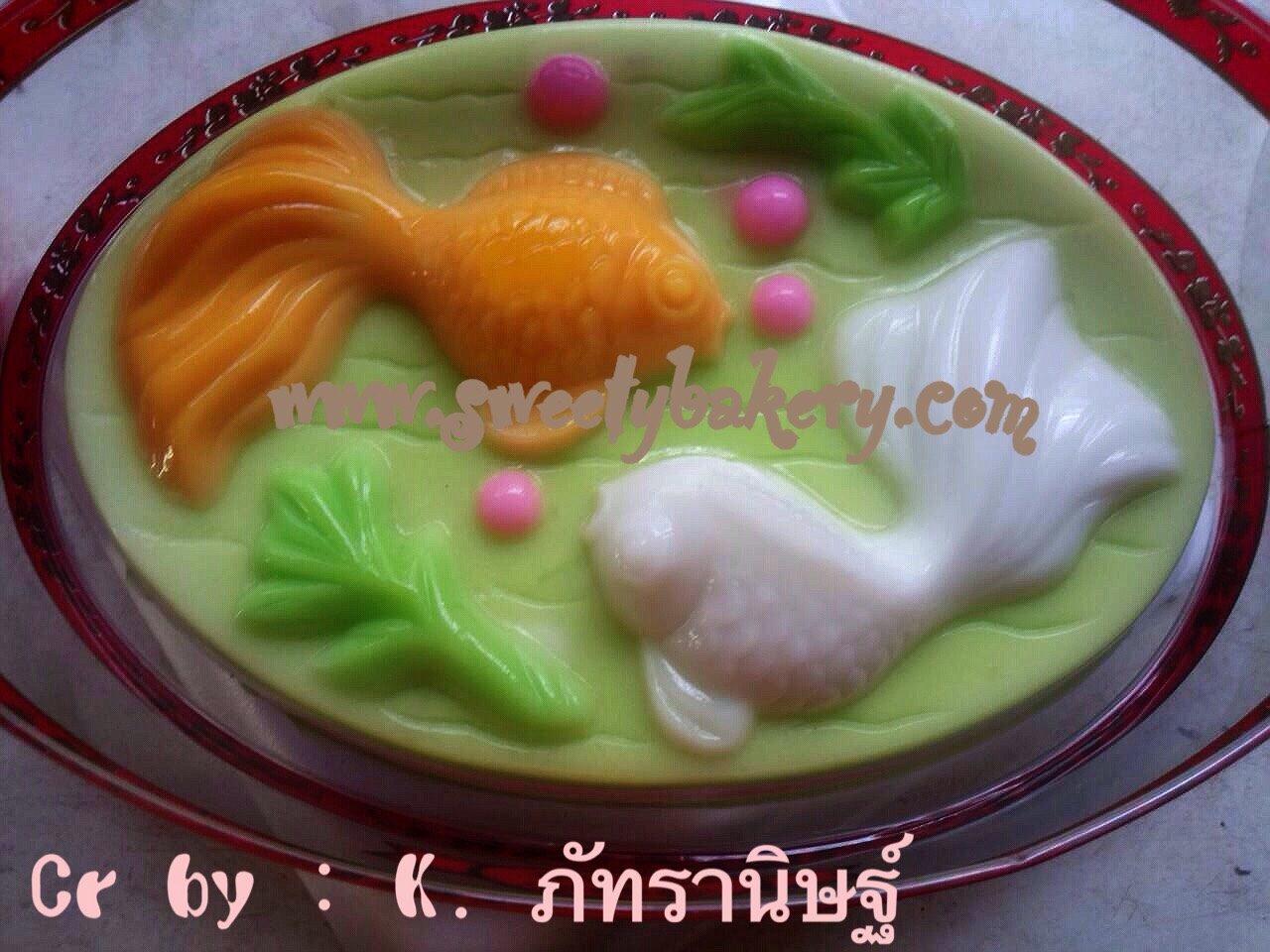 แม่พิมพ์ขนม แม่พิมพ์วุ้น แม่พิมพ์พลาสติก แม่พิมพ์วุ้นปอนด์ ลายปลาทองคู่ 20 cm. ลายที่ 2019