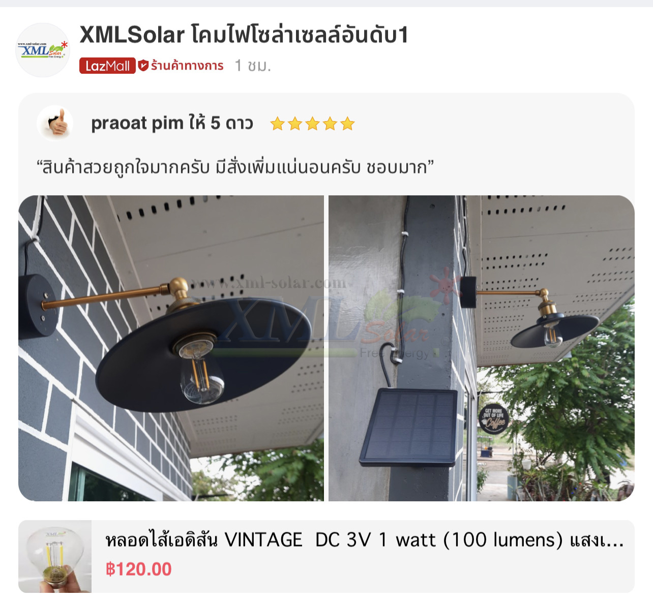 หลอดไส้เอดิสัน VINTAGE DC 3V 1 watt (100 lumens) แสงเหลืองวอมไวท์