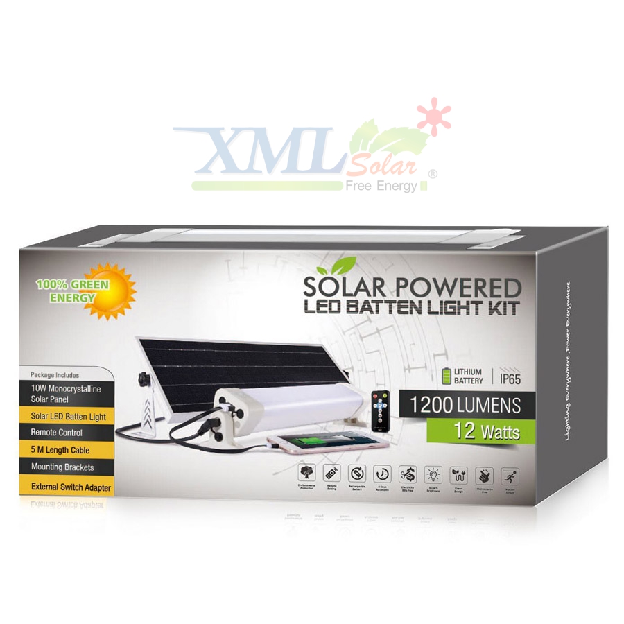 ชุดหลอดไฟยาวโซล่าเซลล์ติดผนัง,เพดาน,ขาตั้ง 12Watt 1200Lumens (แสง ขาว)(ไม่รวมขาตั้ง)