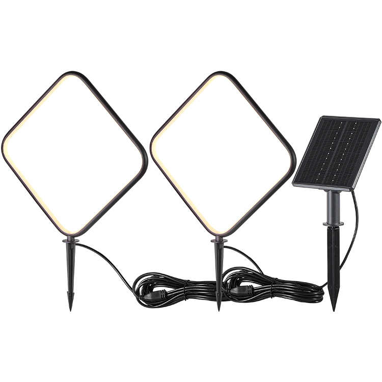 ไฟปักสนามโซล่าเซลล์ ทรงเหลี่ยม รุ่น DC-0589N (เเสง : เหลืองวอมไวท์)