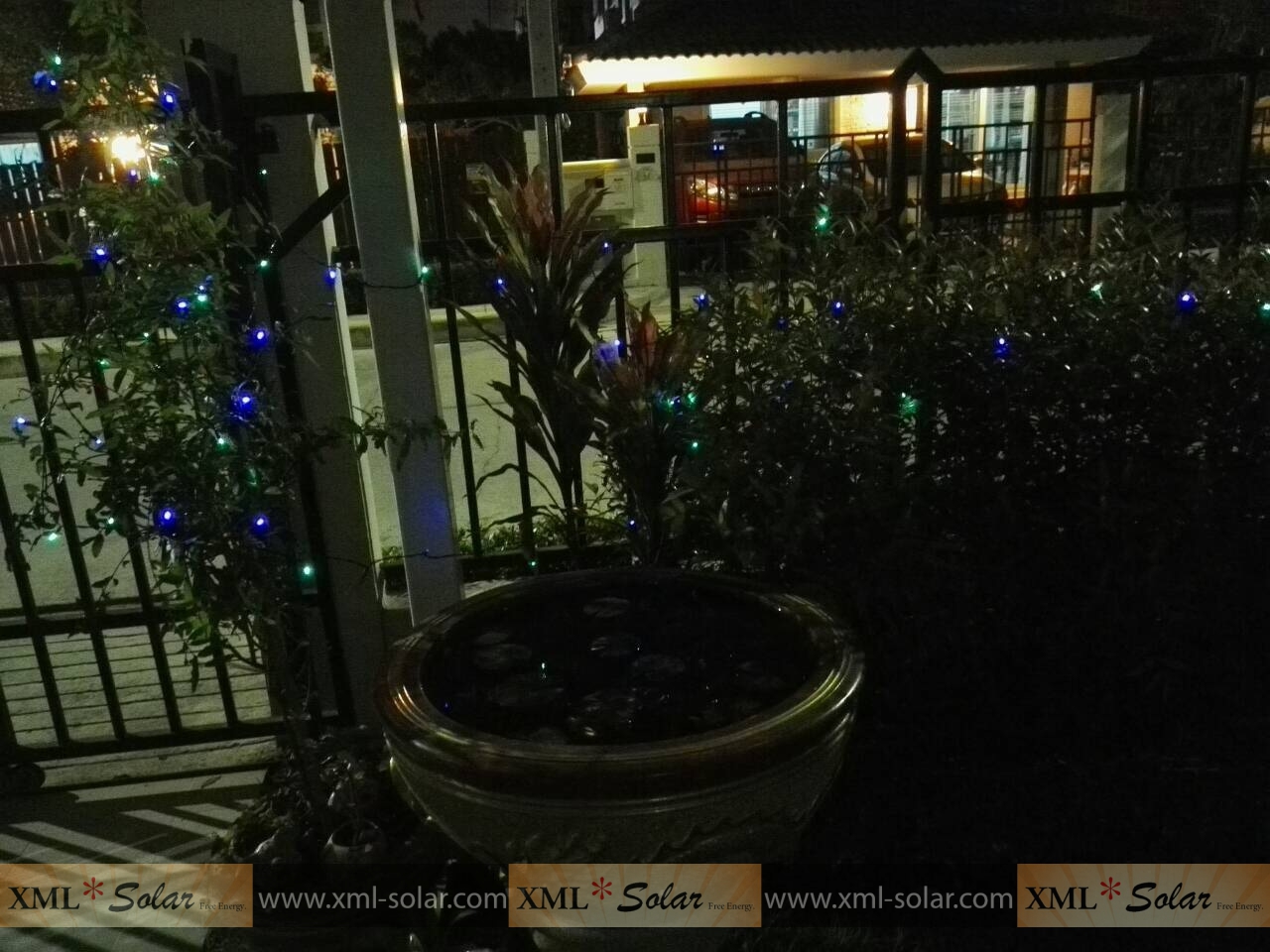 ไฟกระพริบโซล่าเซลล์ 100 LED (เเสง : ผสม 4 สี)