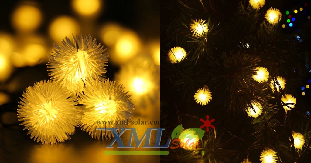 ไฟกระพริบโซล่าเซลล์ ทรงปุยหิมะ 30 ดวง (เเสง : เหลืองวอมไวท์)