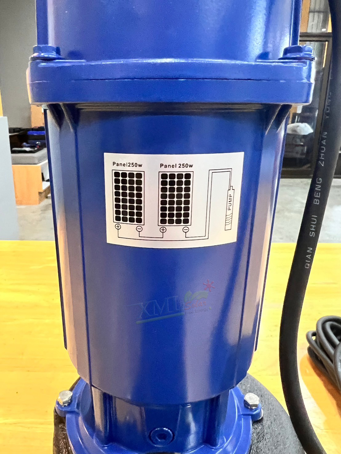 ปั๊มแช่อลูมิเนียม รุ่นสีน้ำเงิน 800W (ท่อ 3 นิ้ว) + เเผงโซล่าเซลล์ 450W (2 แผง)