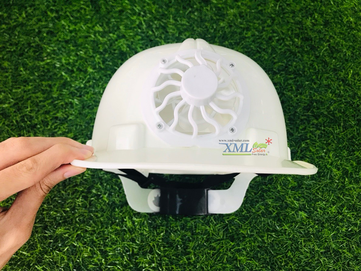 หมวกเซฟตี้ + พัดลมโซล่าเซลล์ (สีขาว)