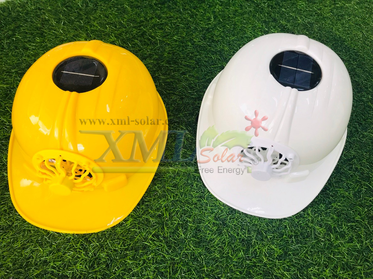 หมวกเซฟตี้ + พัดลมโซล่าเซลล์ (สีเหลือง)