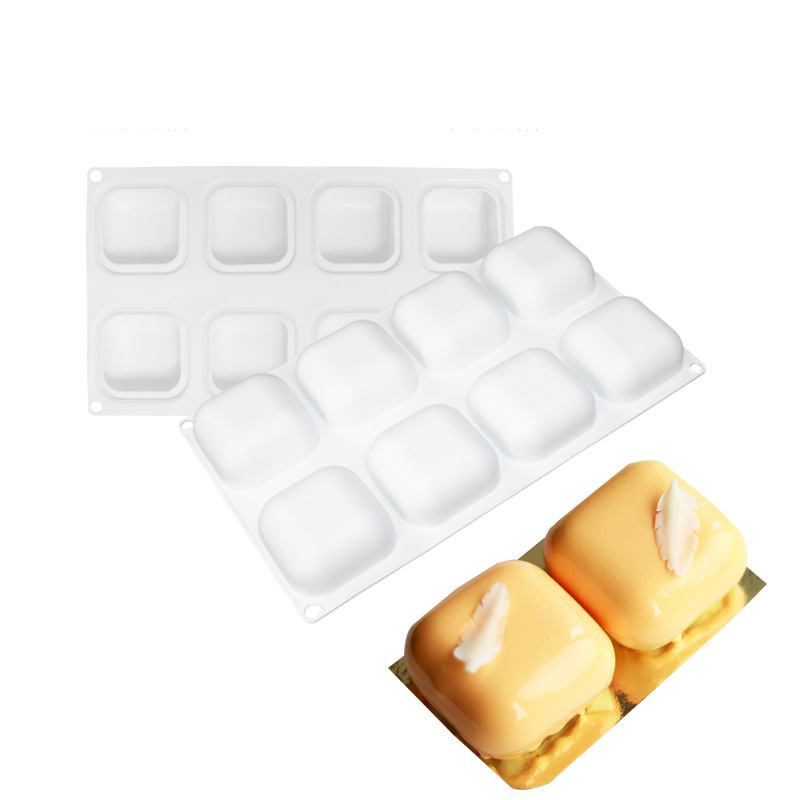 โมล(Mold) แม่พิมพ์ซิลิโคน ทำวุ้น ขนม สบู่ งานdiy รูปสี่เหลี่ยม ขอบมน 8 ช่อง (80 G.)