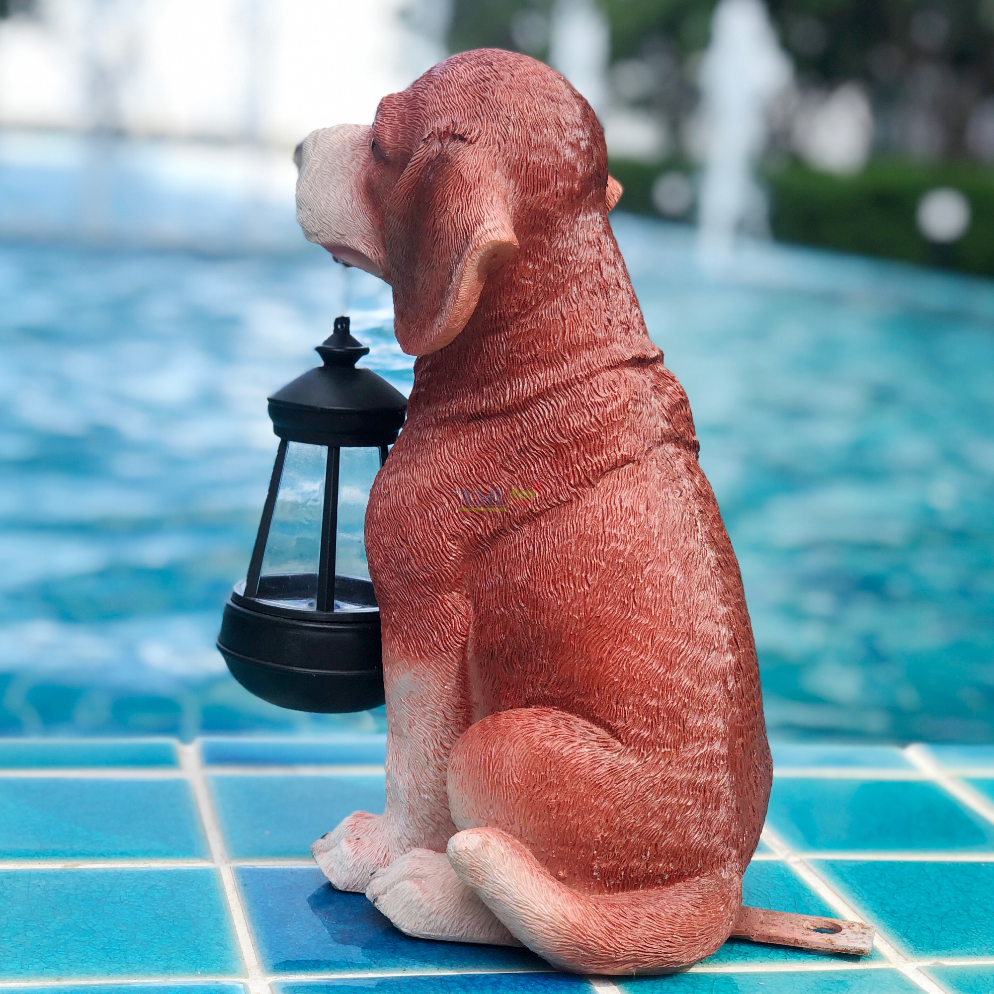 ไฟตุ๊กตาโซล่าเซลล์ ประดับสวน Red Brown Beagle 1 LED (แสง : เหลืองวอมไวท์)