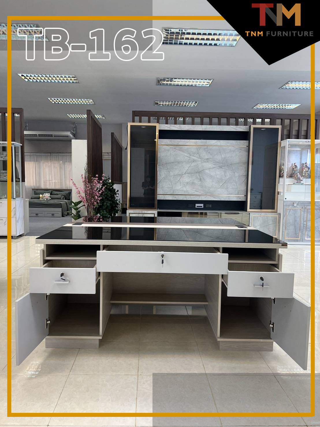 โต๊ะทำงานหน้ากระจก 160cm. (TB-162)