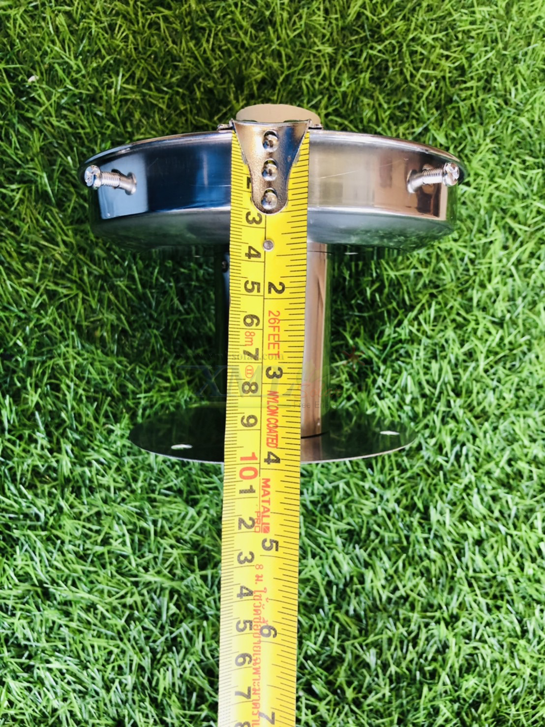 โคมไฟหัวเสาโซล่าเซลล์ ทรงกลมฐานสเเตนเลส (40 ซม.) + Remote (เปิดได้ 3 แสง)+AC