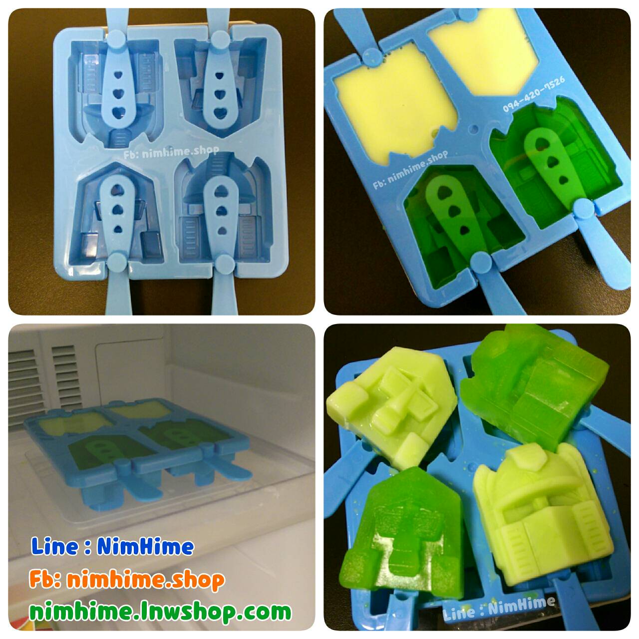 บล๊อคทำไอติม พิมพ์ไอติมแท่ง ลายหุ่นยนต์ สีชมพู