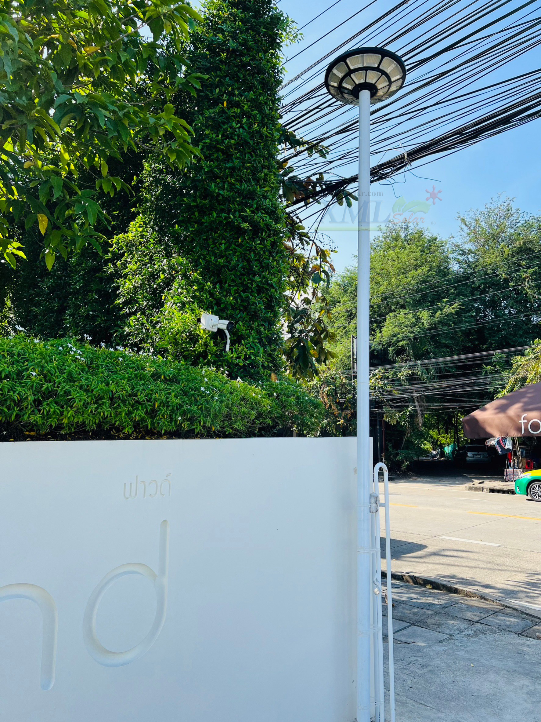 เสาไฟสนาม เหล็กพ่นสีขาว สูง 4 เมตร (ปลาย 3 นิ้ว)