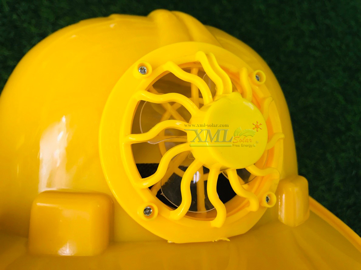 หมวกเซฟตี้ + พัดลมโซล่าเซลล์ (สีเหลือง)