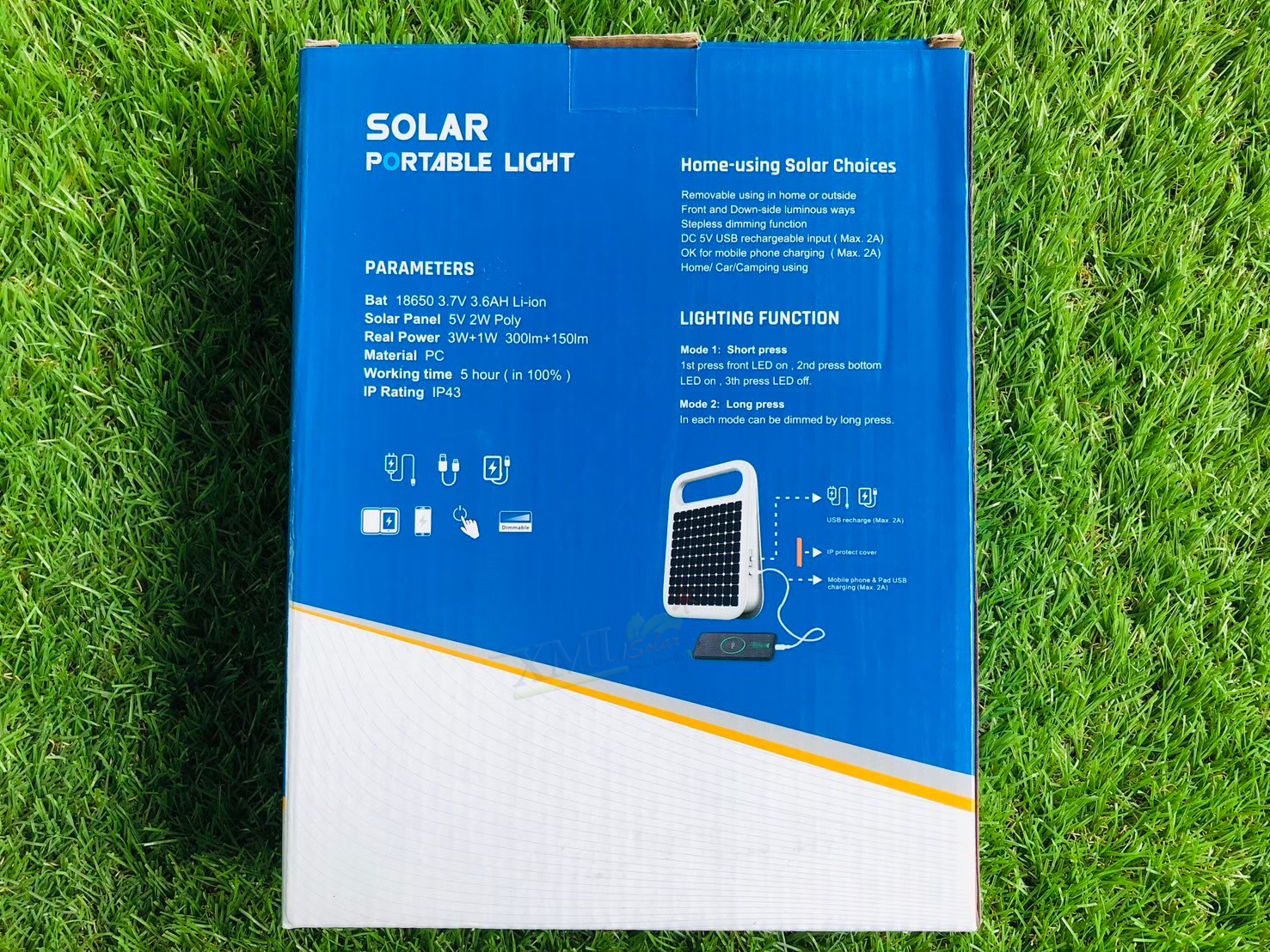 โคมไฟอเนกประสงค์โซล่าเซลล์ รุ่นพกพา 73 LED (แสง : เหลืองวอมไวท์)