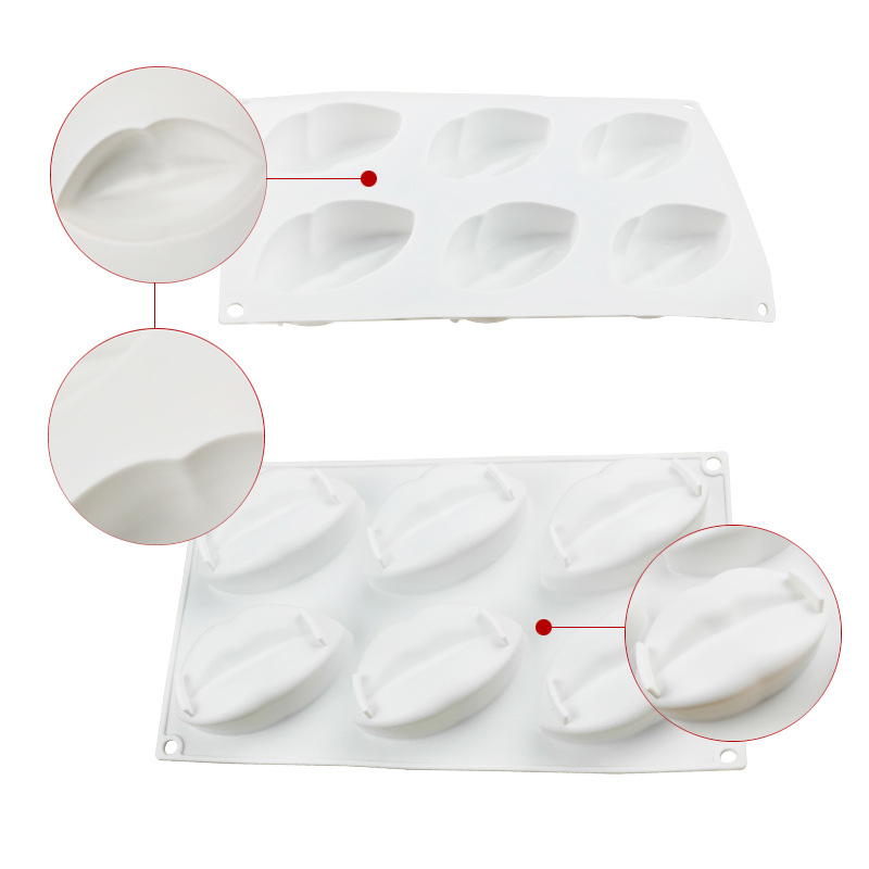 โมล(Mold) แม่พิมพ์ซิลิโคน ทำวุ้น ขนม สบู่ งานdiy รูปปาก 6 ช่อง ( G.)