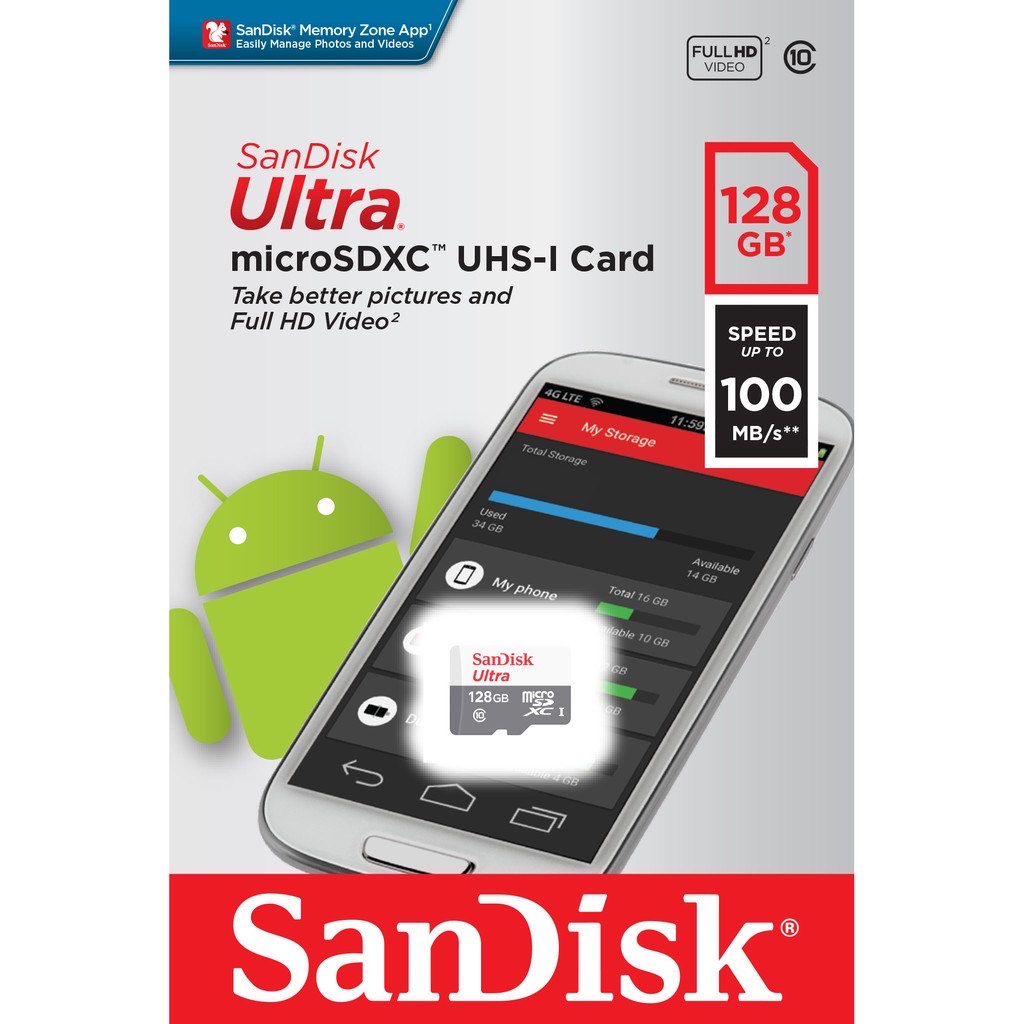 Sandisk Ultra Microsdxc uhs-i card 128gb / ใช้สำหรับกล้องวงจรปิดโซล่าเซลล์ 4G (1080P) Solar CCTV Camera With 4G รุ่น2022