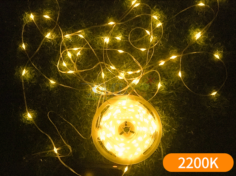 ไฟกระพริบโซล่าเซลล์ รุ่นใหม่สายขาว ยาว 10 เมตร (เเสง : เหลืองเข้ม)