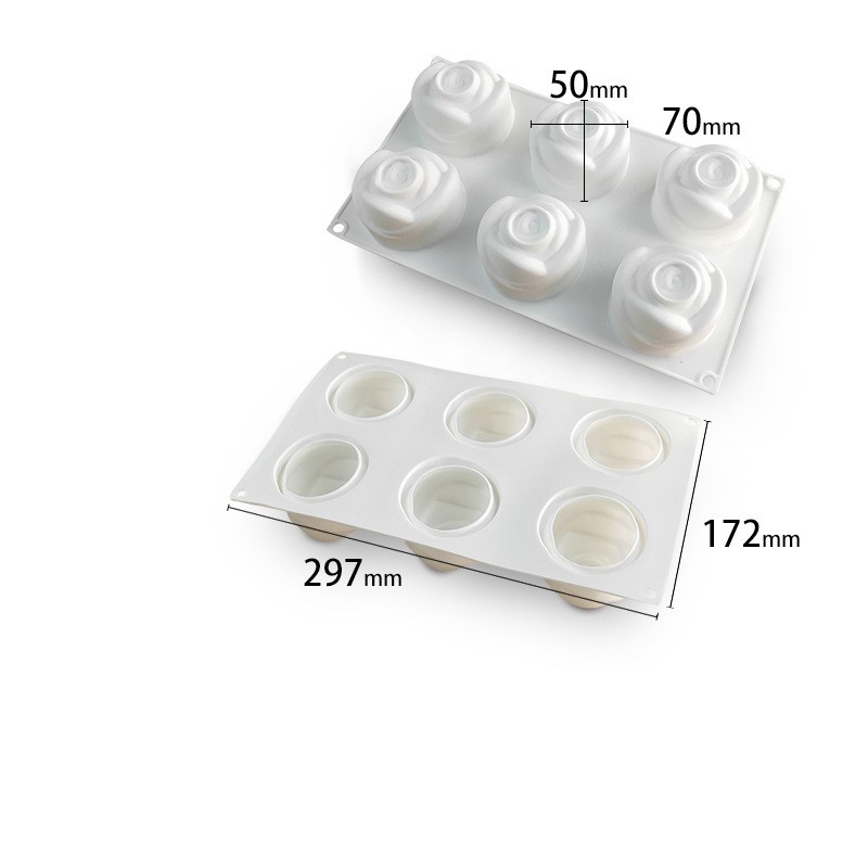 โมล(Mold) แม่พิมพ์ซิลิโคน ทำวุ้น ขนม สบู่ งานdiy รูปกุหลาบ 6 ช่อง (140 G.)
