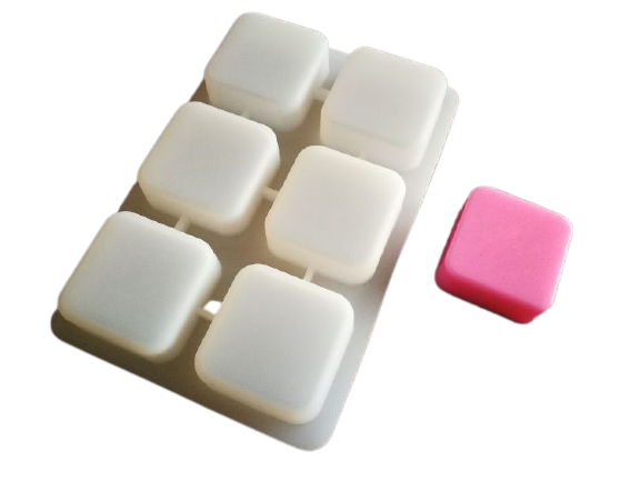 โมล(Mold) แม่พิมพ์ซิลิโคน ทำวุ้น ขนม สบู่ งานdiy รูปสี่เหลี่ยม ขอบมน 6 ช่อง (100 G.)