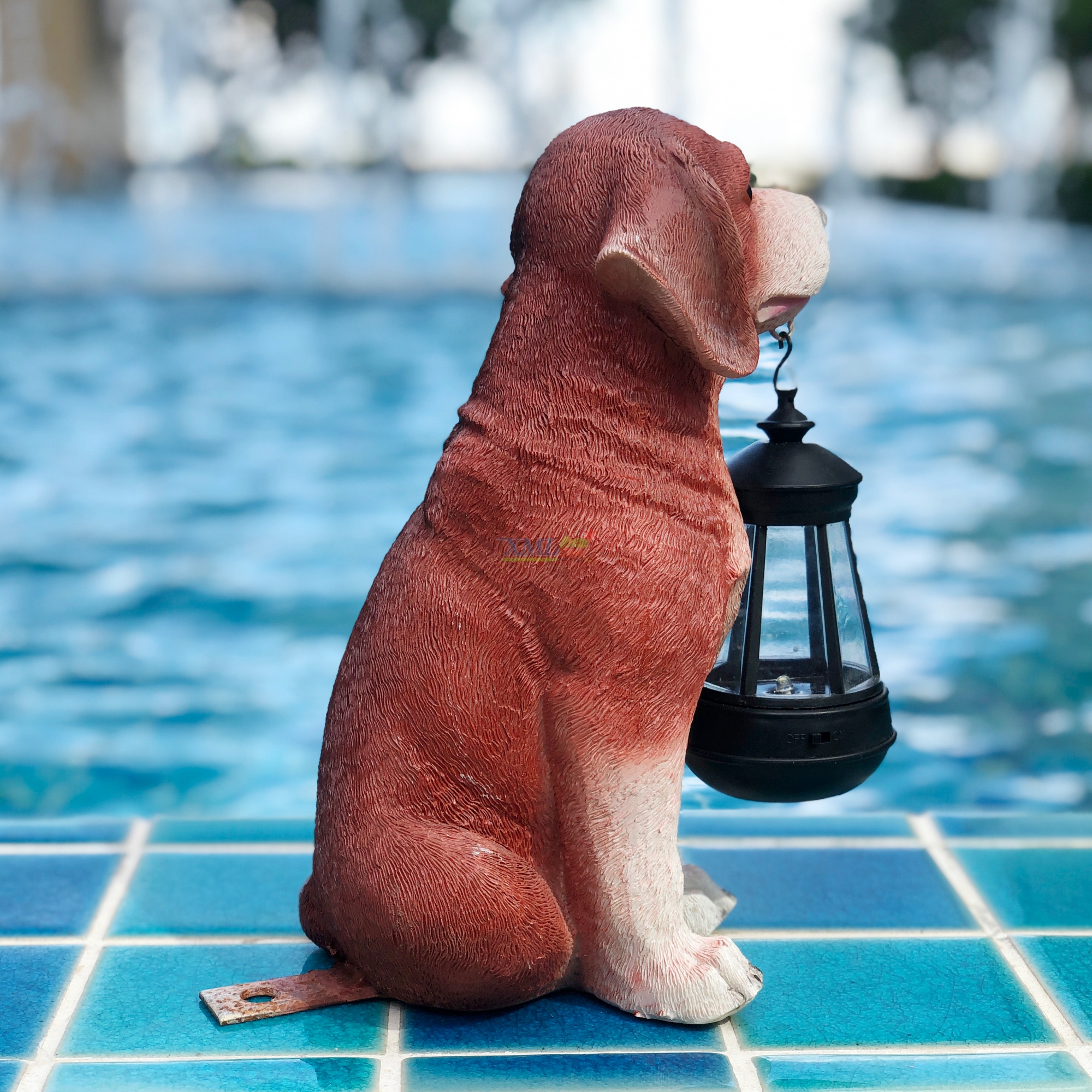 ไฟตุ๊กตาโซล่าเซลล์ ประดับสวน Red Brown Beagle 1 LED (แสง : เหลืองวอมไวท์)