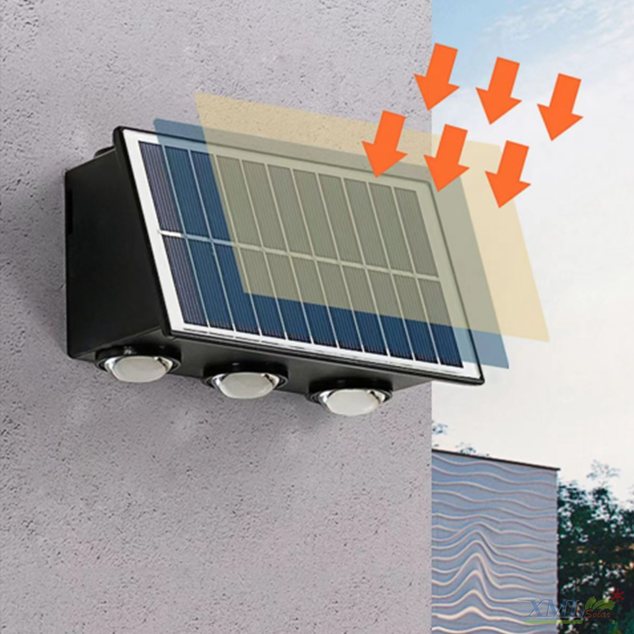 โคมไฟผนังโซล่าเซลล์ LED ส่องบน-ล่าง รุ่นใหม่!