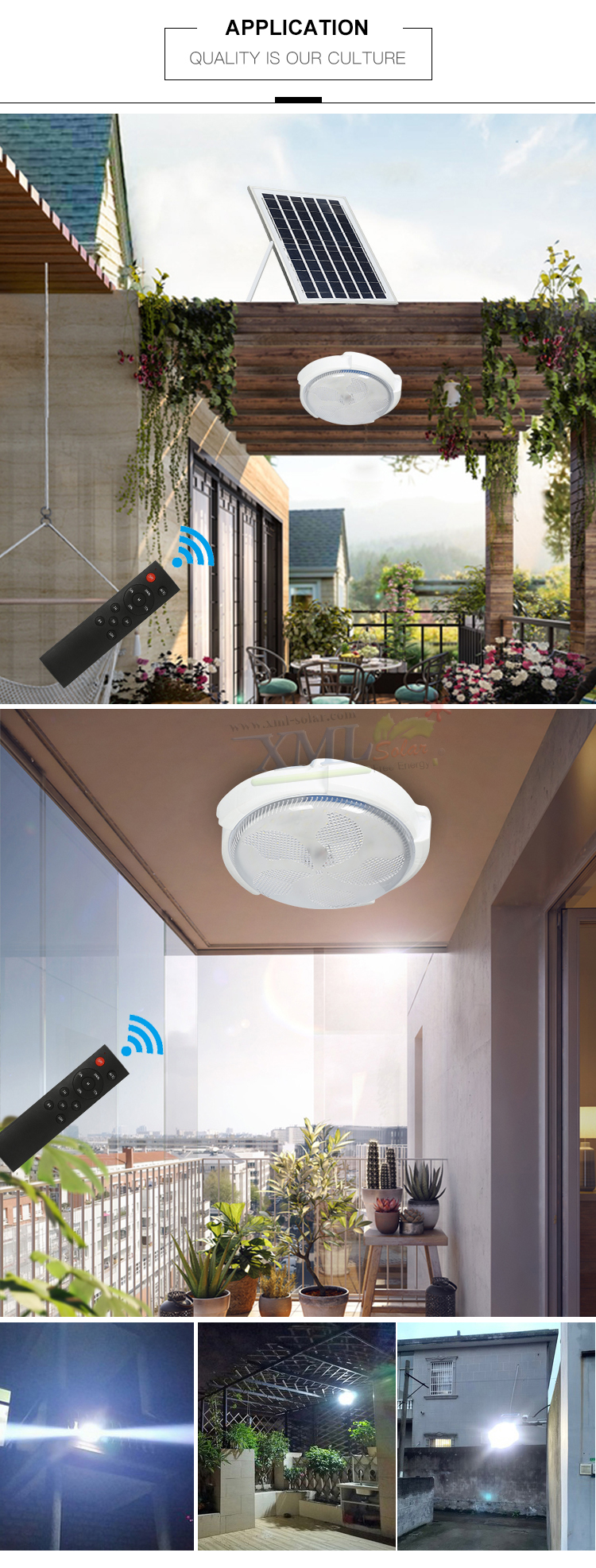 โคมไฟซาลาเปาโซล่าเซลล์ ติดเพดาน-ผนัง รุ่น 300W.+300W. (แสงขาว)( 2 โคม )