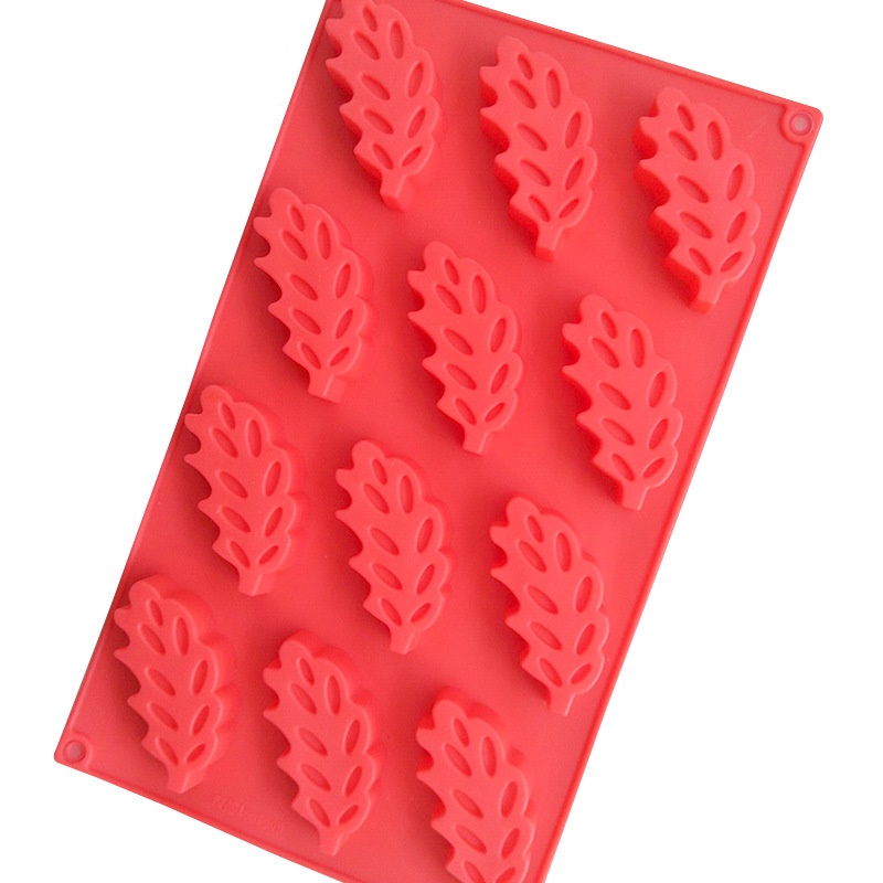 แม่พิมพ์ซิลิโคน พิมพ์สบู่ พิมพ์วุ้น พิมพ์ขนม รูปใบไม้ 12 ช่อง