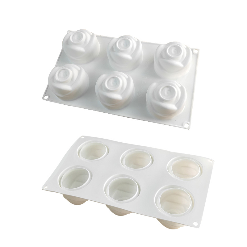 โมล(Mold) แม่พิมพ์ซิลิโคน ทำวุ้น ขนม สบู่ งานdiy รูปกุหลาบ 6 ช่อง (140 G.)