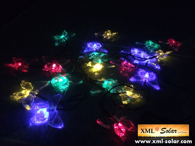 ไฟกระพริบโซล่าเซลล์ รูป ผีเสื้อ 20 ตัว (เเสง : ผสม 4 สี)