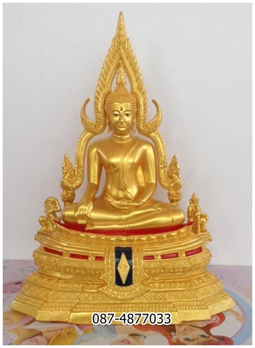พระพุทธชินราชเหล็กน้ำพี้ มวลสารผสมหินแร่เหล็กนำ้พี้ สีทอง ขนาด 9 นิ้ว รหัส185