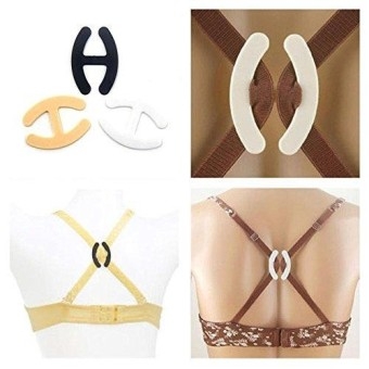 พลาสติกไขว้สายเสื้อใน มี 3 สี ใส, เนื้อ, ดำ ช่วยซ่อนสายเสื้อในเวลาใส่เสื้อกล้าม สายเดี่ยวได้ดี กันสายเลื่อนไปมา ราคาอันละ 29 บาท