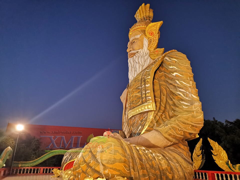 ไฟสปอตไลท์โซล่าเซลล์ 500 Watt กล่องสีน้ำตาล (เปิดได้ 3 แสง)