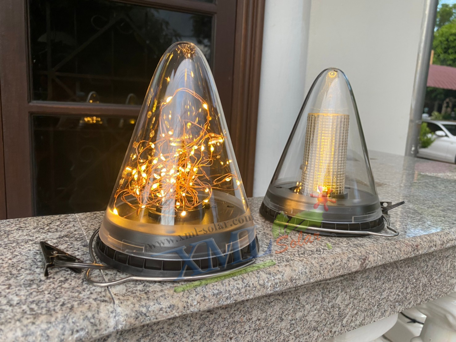 โคมไฟห้อยโซล่าเซลล์ ทรงกรวย รุ่น เม็ดChip (เปิดได้ 3 ฟังก์ชั่น) (แสง : เเหลืองวอมไวท์)