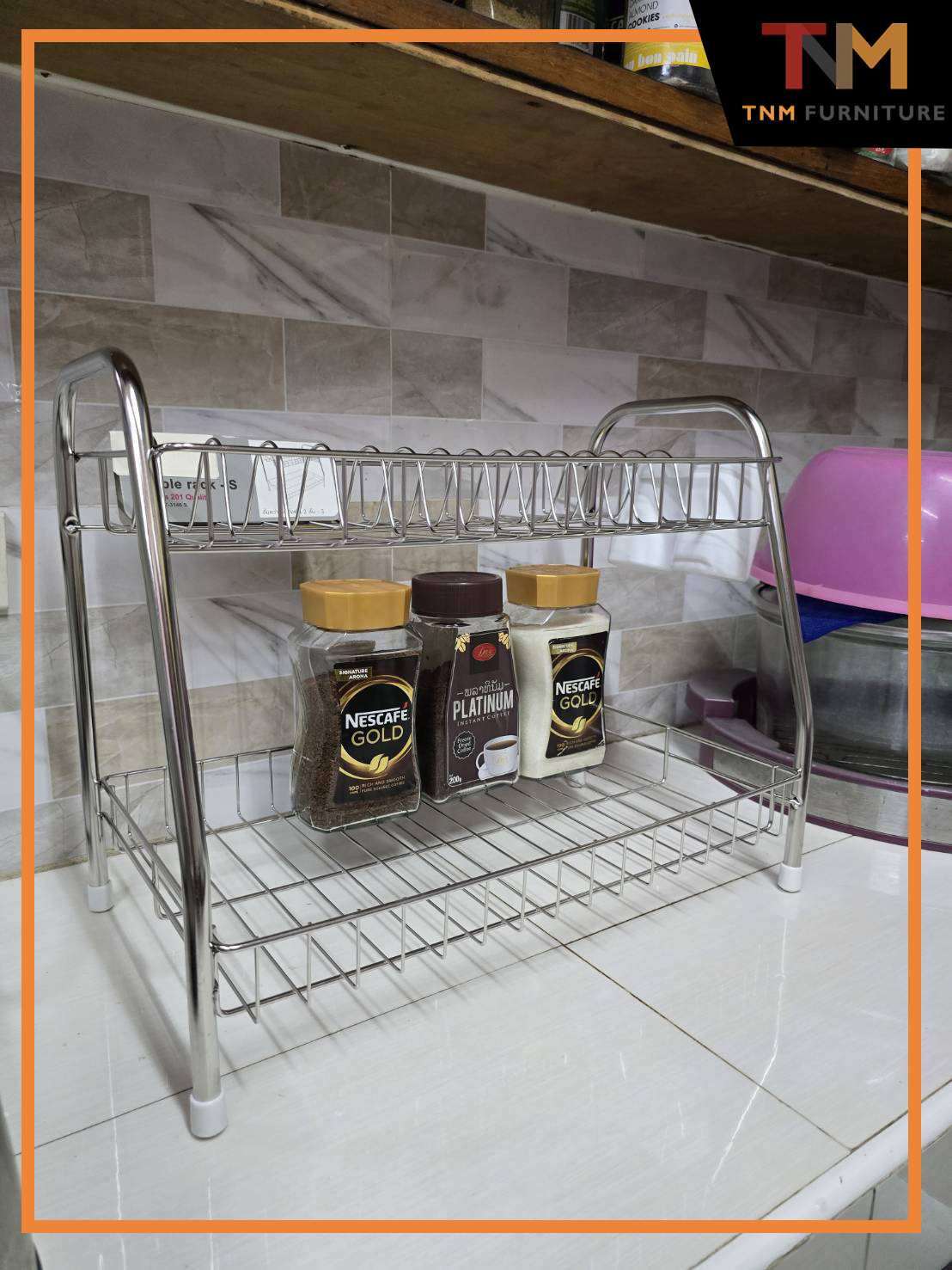 ชั้นแสตนเลส เอนกประสงค์คว่ำจาน 2ชั้น