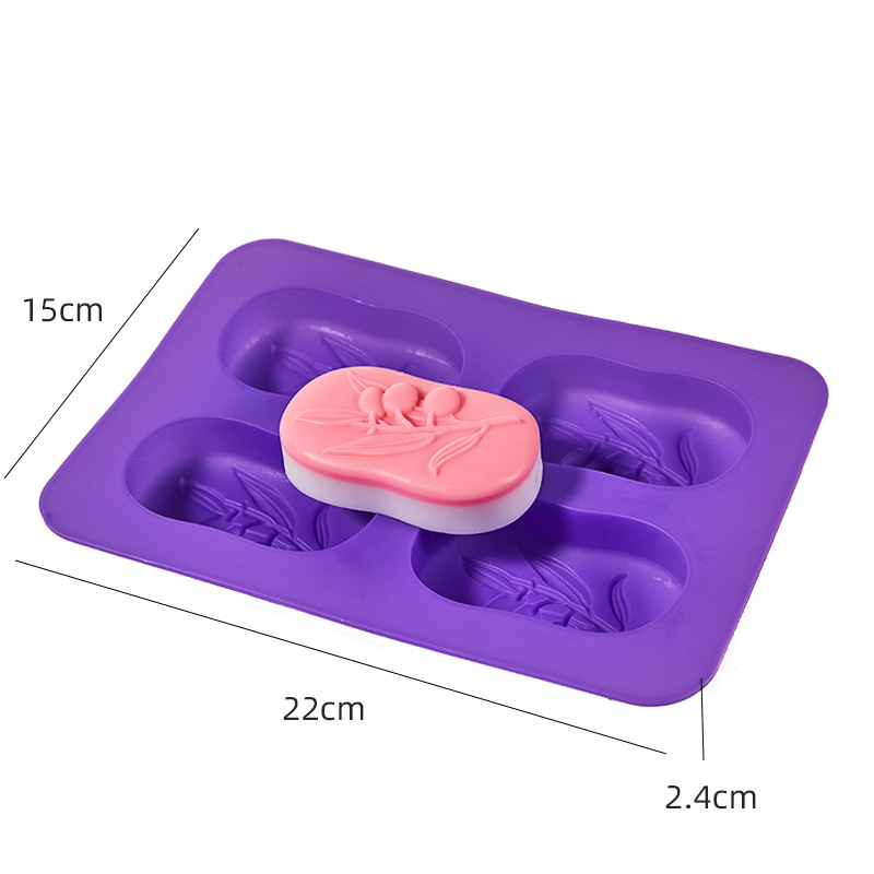 แม่พิมพ์ซิลิโคน พิมพ์สบู่ พิมพ์วุ้น พิมพ์ขนม รูปมะกอก 4 ช่อง (70 กรัม)