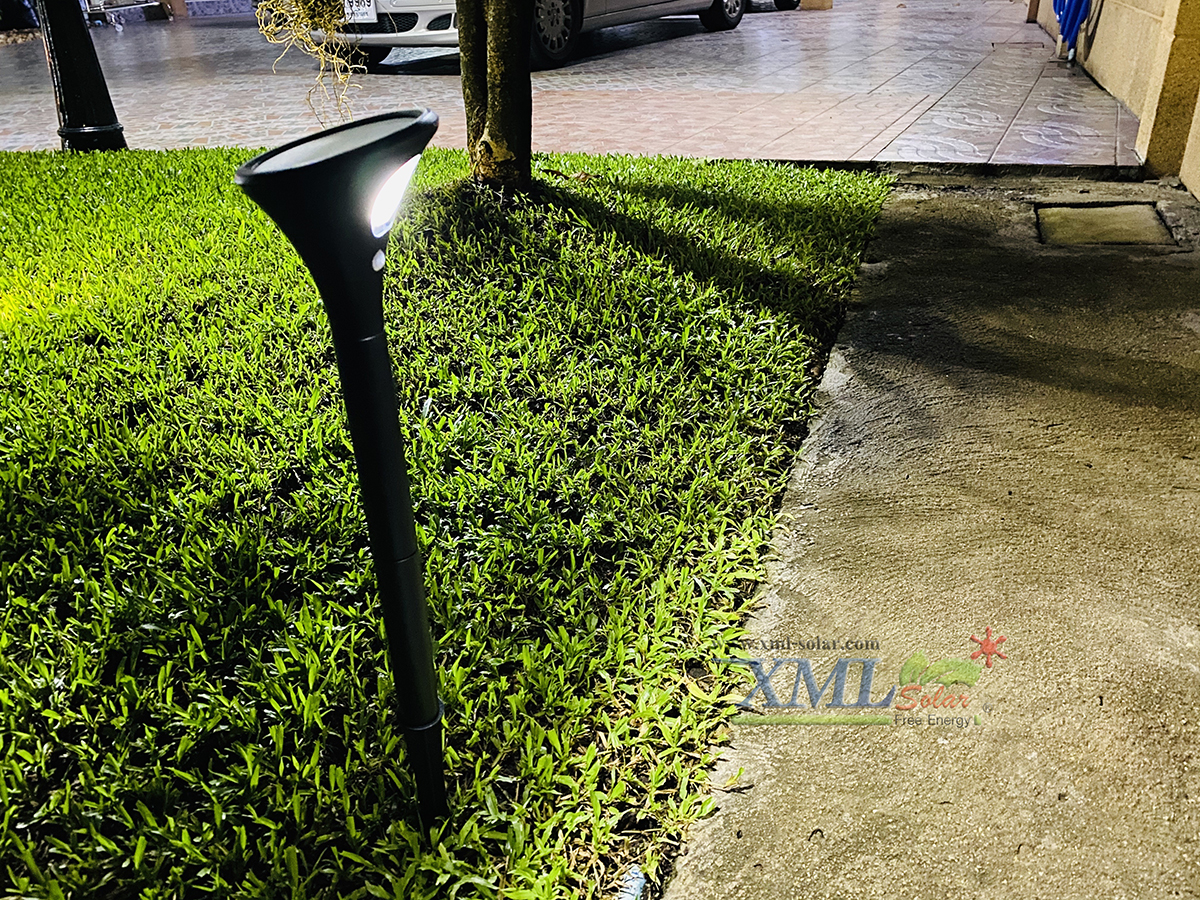 ไฟปักสนามโซล่าเซลล์ ทรงไม้เท้า + Motion sensor (เเสง : ขาว)(1 แถม 1)